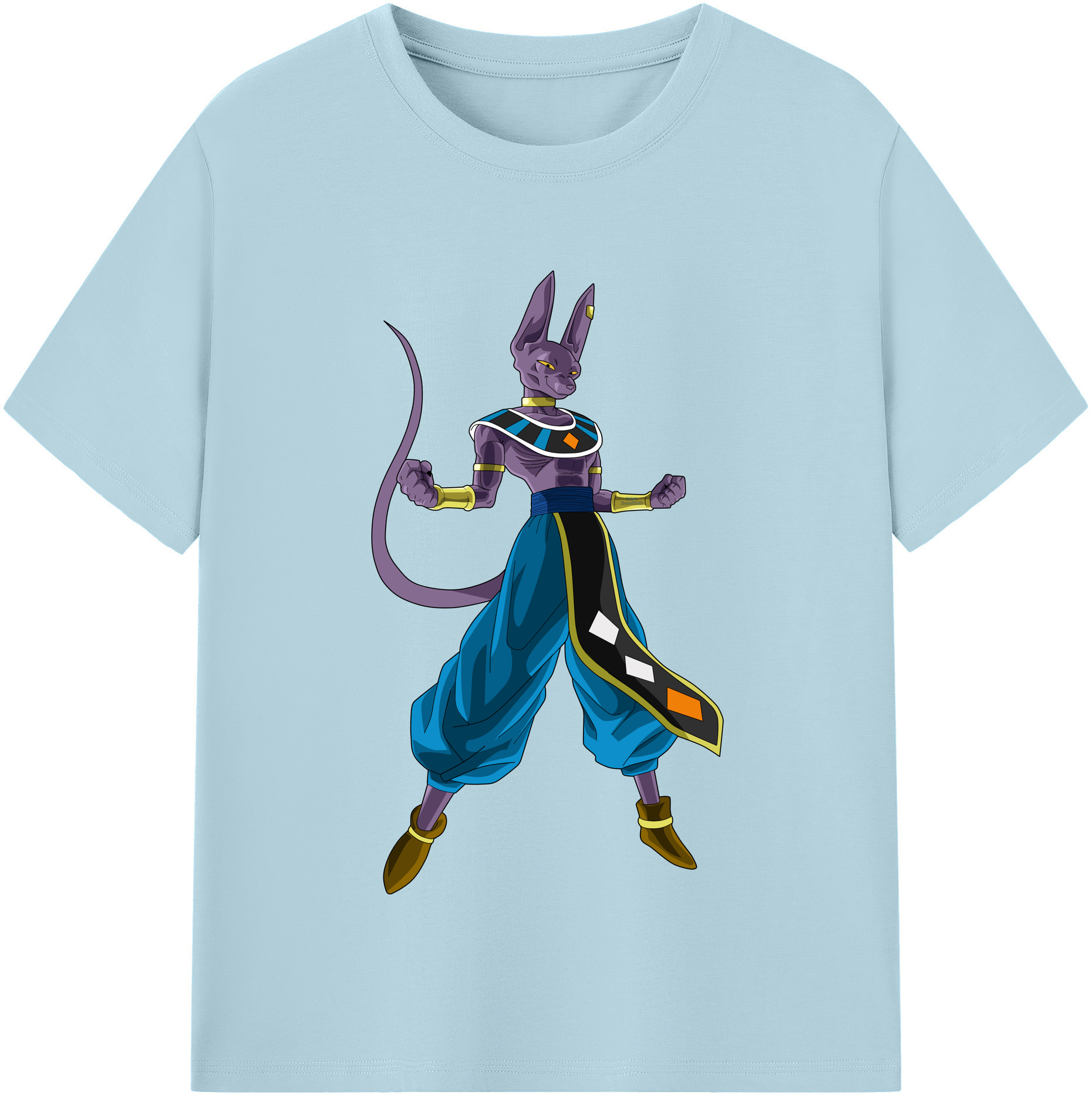 （画像用） ドラゴンボール ビルス 破壊神ビルス DRAGON BALL Beerus Birusu 綿100％半袖Tシャツ（フロントプリント）